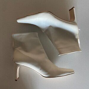Danse Lente White Ecru Faux Leather Ankle Boot